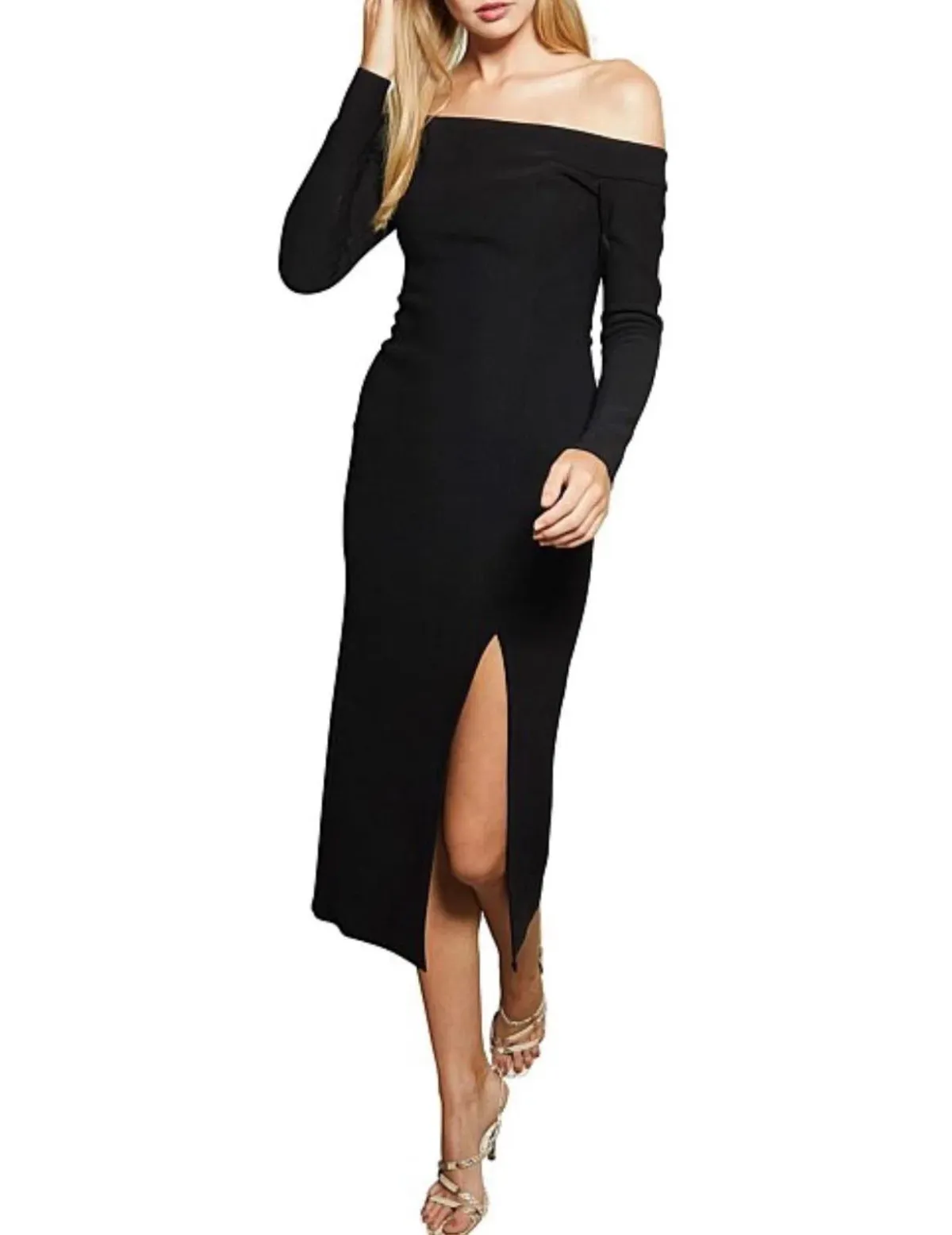 Bec & Bridge Elke Off Shoulder Midi Dress Black Size 10 - Image 1