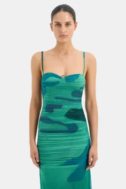 Sir the Label Frankie Gathered Midi Dress Green Size 3 / AU 10-12 for rent on The Volte - image 2