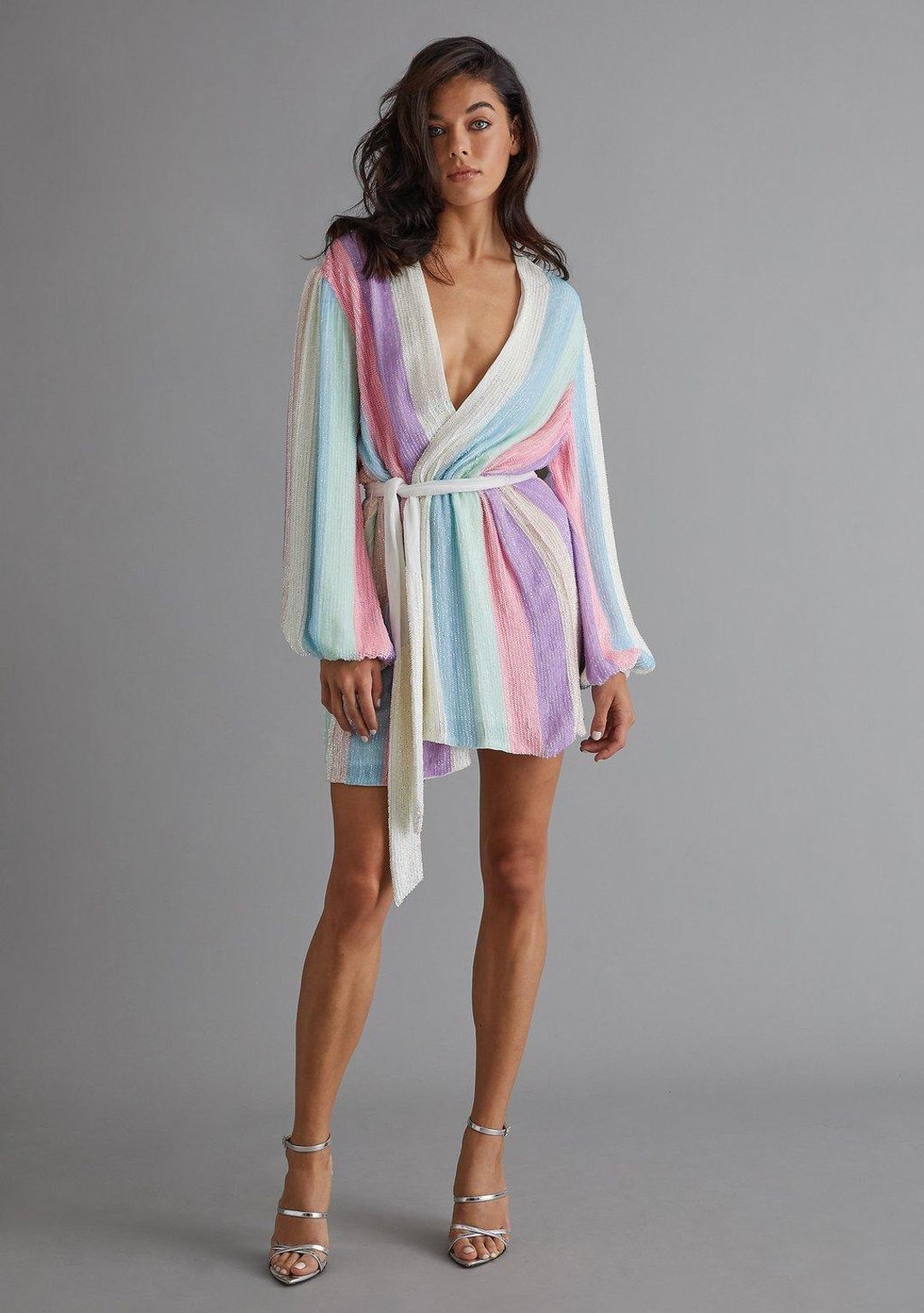 Retrofete Gabrielle Robe Pastel Stripe Size XS for rent on The Volte - main image