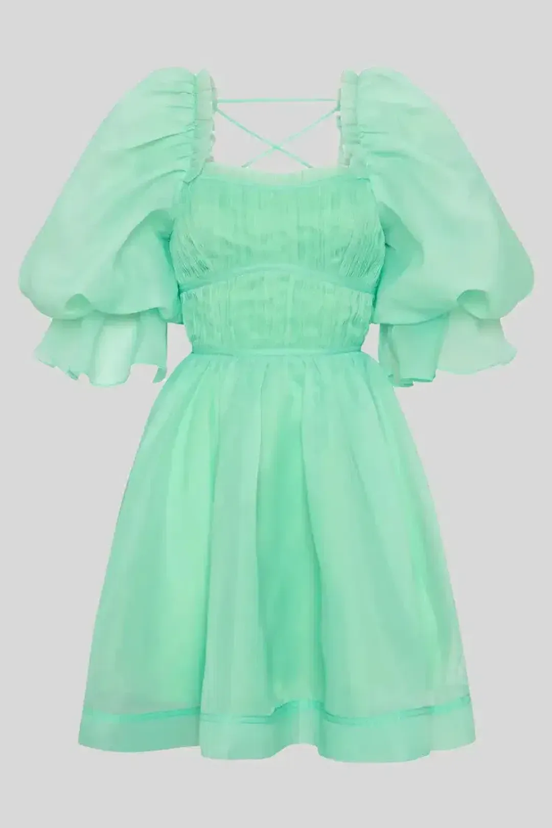 Aje Astrid Tie Back Mini Dress in Green Size 10 for rent on The Volte - main image