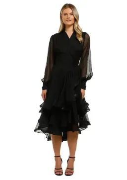 Elliatt Cuba Midi Dress in Black Size 10 for rent on The Volte - image 1