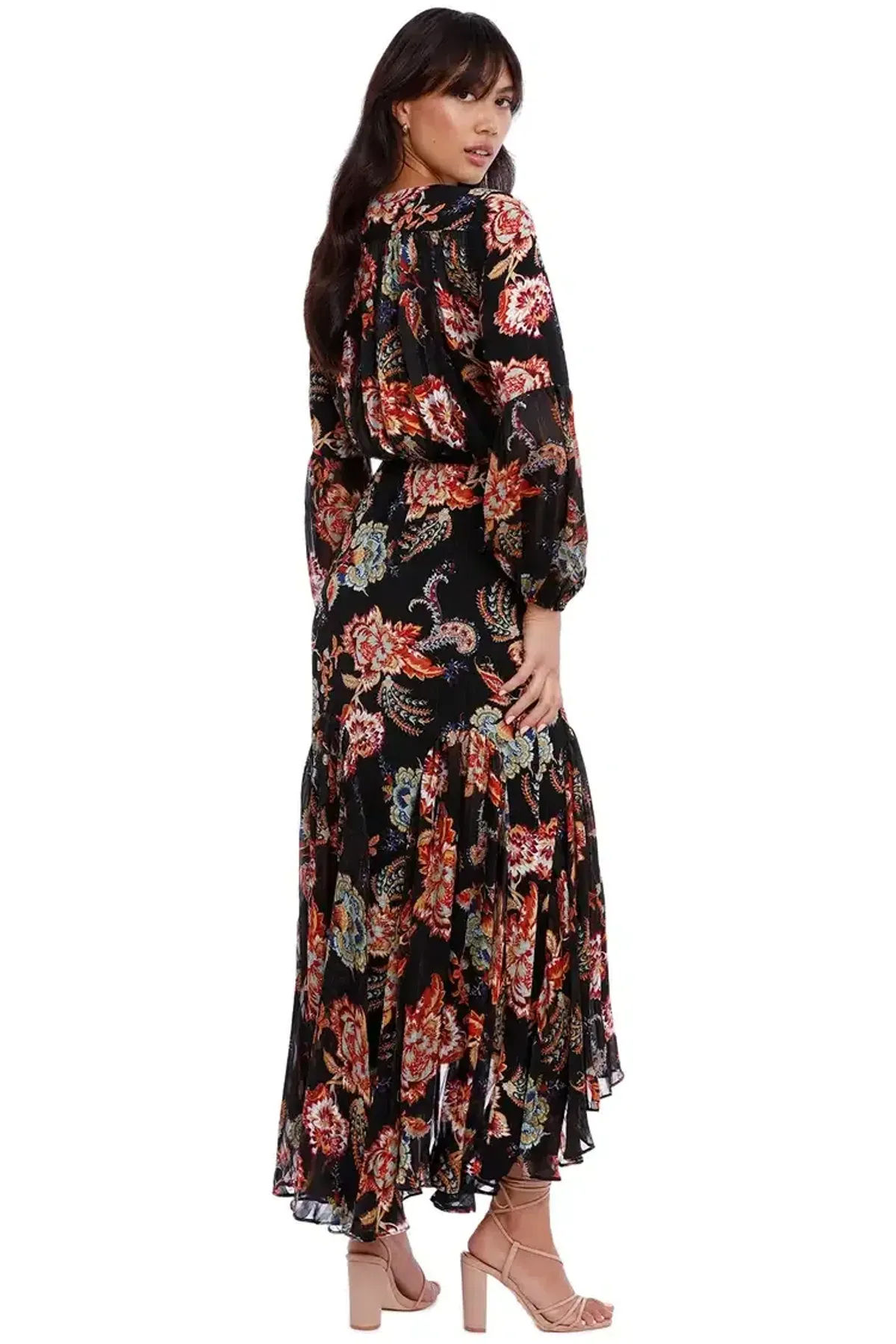 Elliatt Balance Midi Dress in Black Floral Size 14 - Image 3