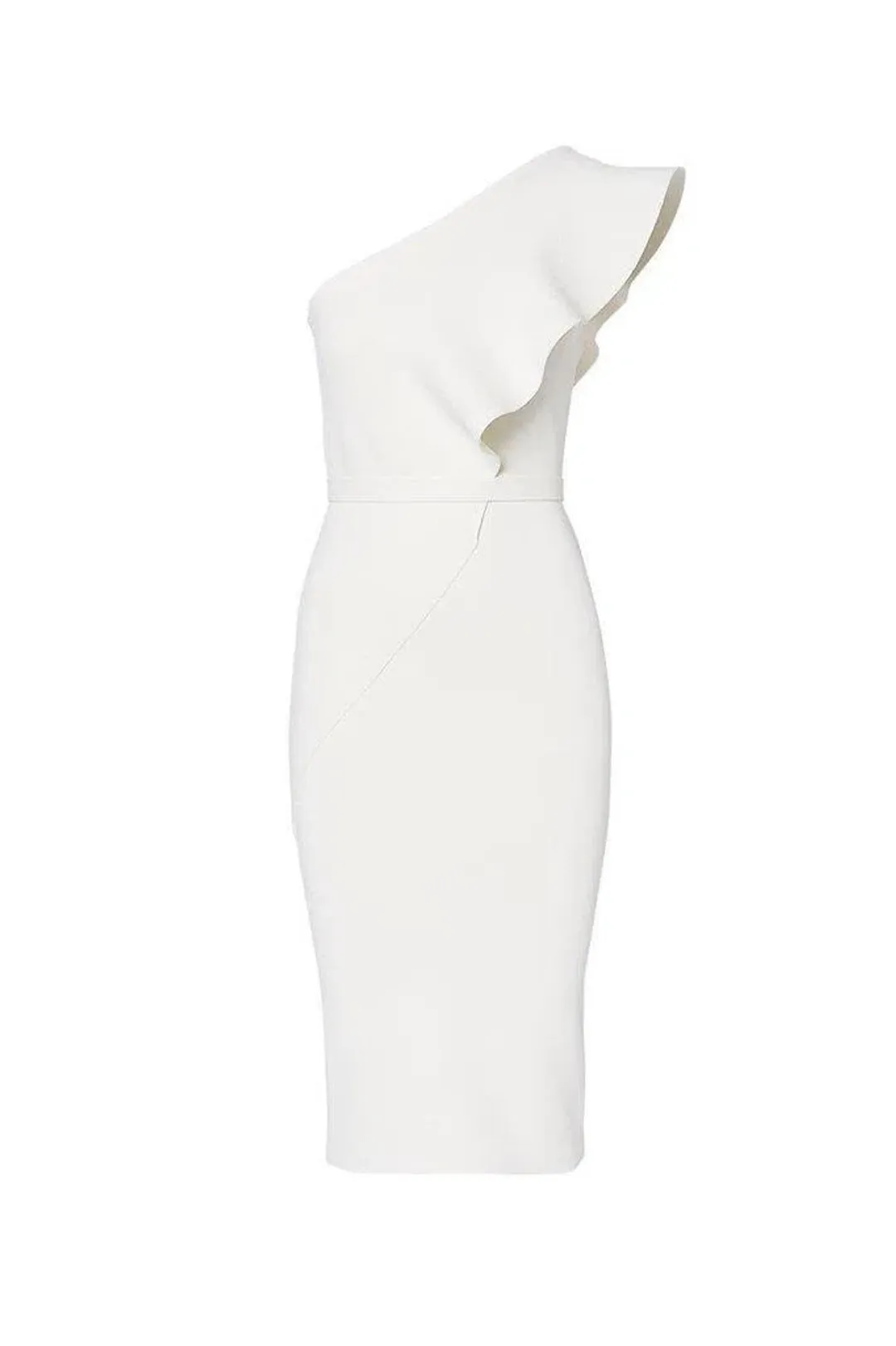 Scanlan Theodore Crepe Knit Ruffle Dress White Size AU 10 for rent on The Volte - main image