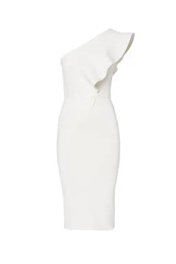 Scanlan Theodore Crepe Knit Ruffle Dress White Size AU 10 for rent on The Volte - image 3