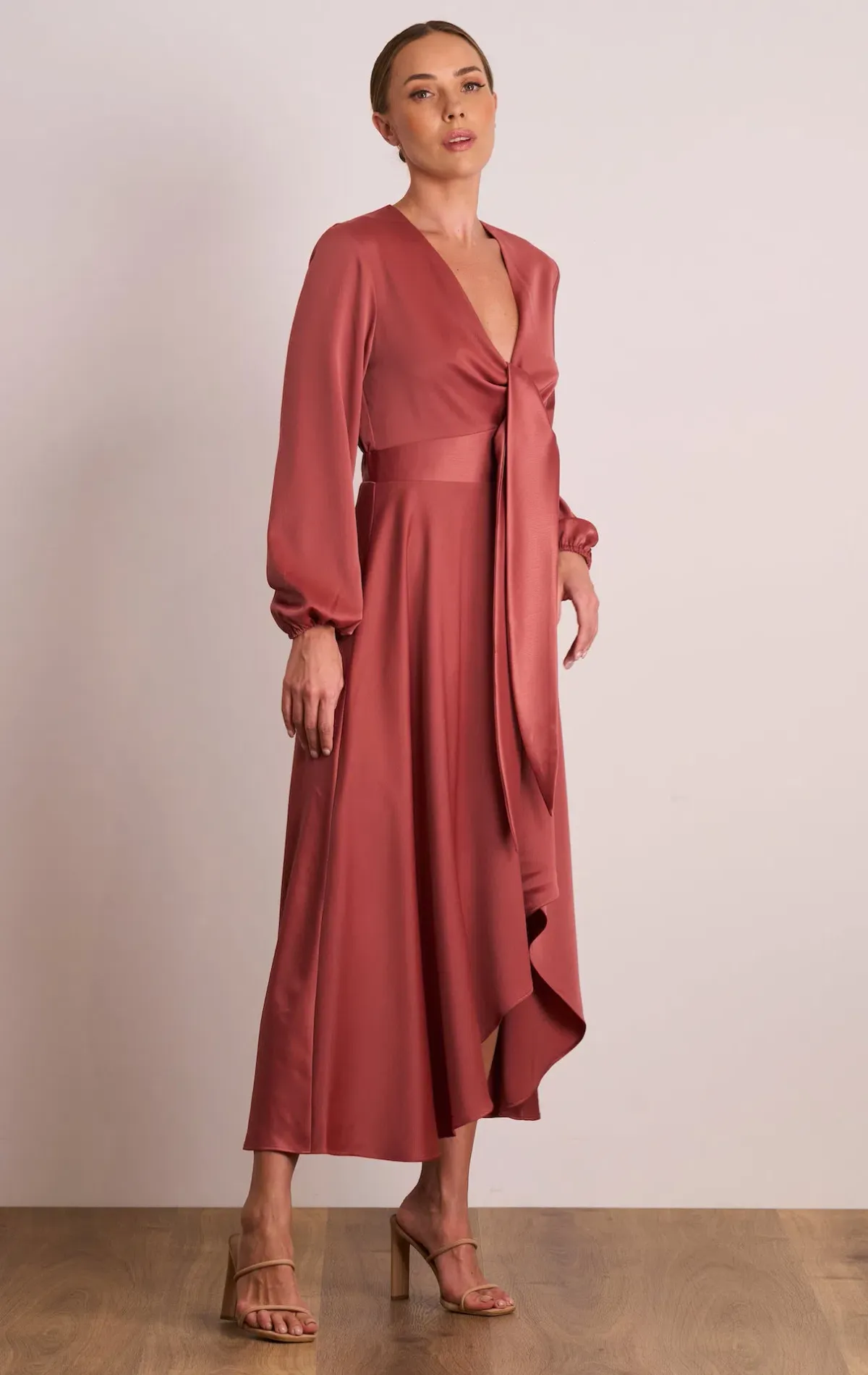 Pasduchas Florence Tie Midi Dress in Rose Size 8 - Image 2