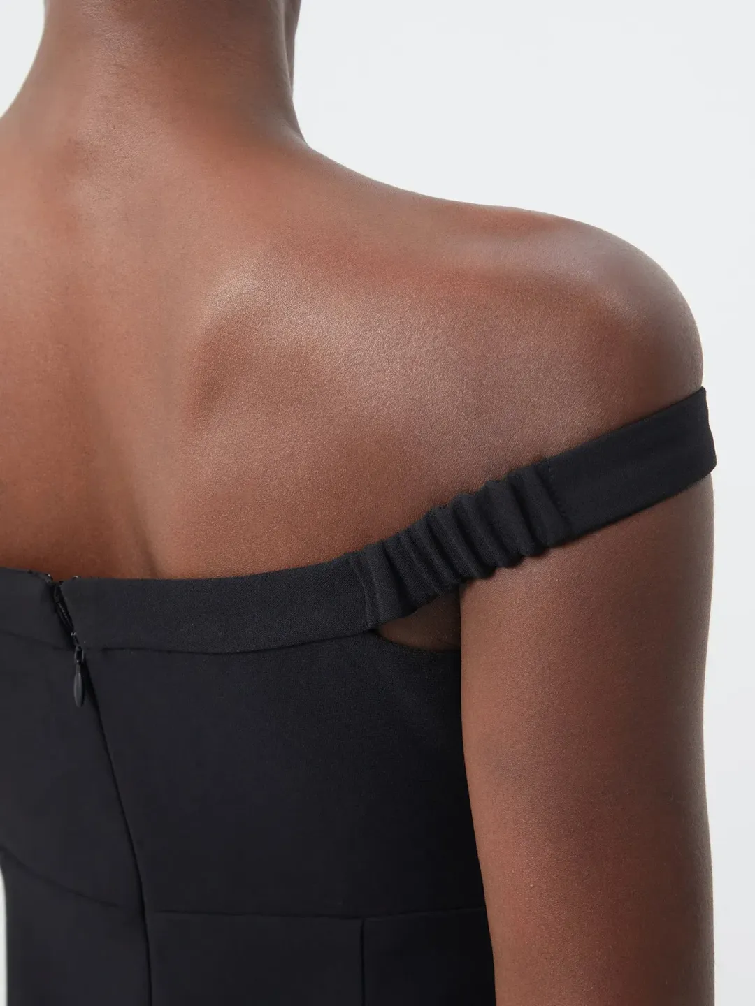 Self-Portrait Off Shoulder Crystal Embellished Bow Tie Crepe Mini Dress Black Size 8 for rent on The Volte - main image