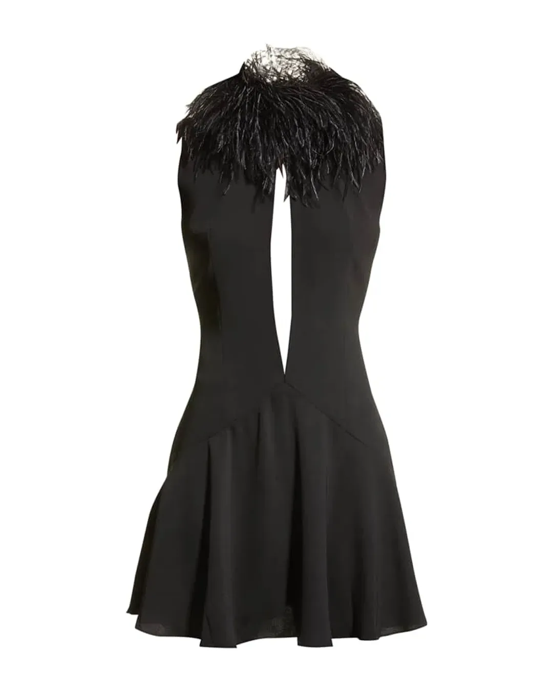 16Arlington Botley Madrid Crepe Mini Dress Black Feather-Trim Size 8 for rent on The Volte - main image