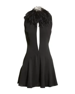 16Arlington Botley Madrid Crepe Mini Dress Black Feather-Trim Size 8 for rent on The Volte - image 3