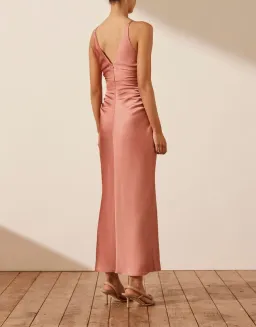 Shona Joy High Neck Ruched Midi Dress Rose Size for rent on The Volte - image 4