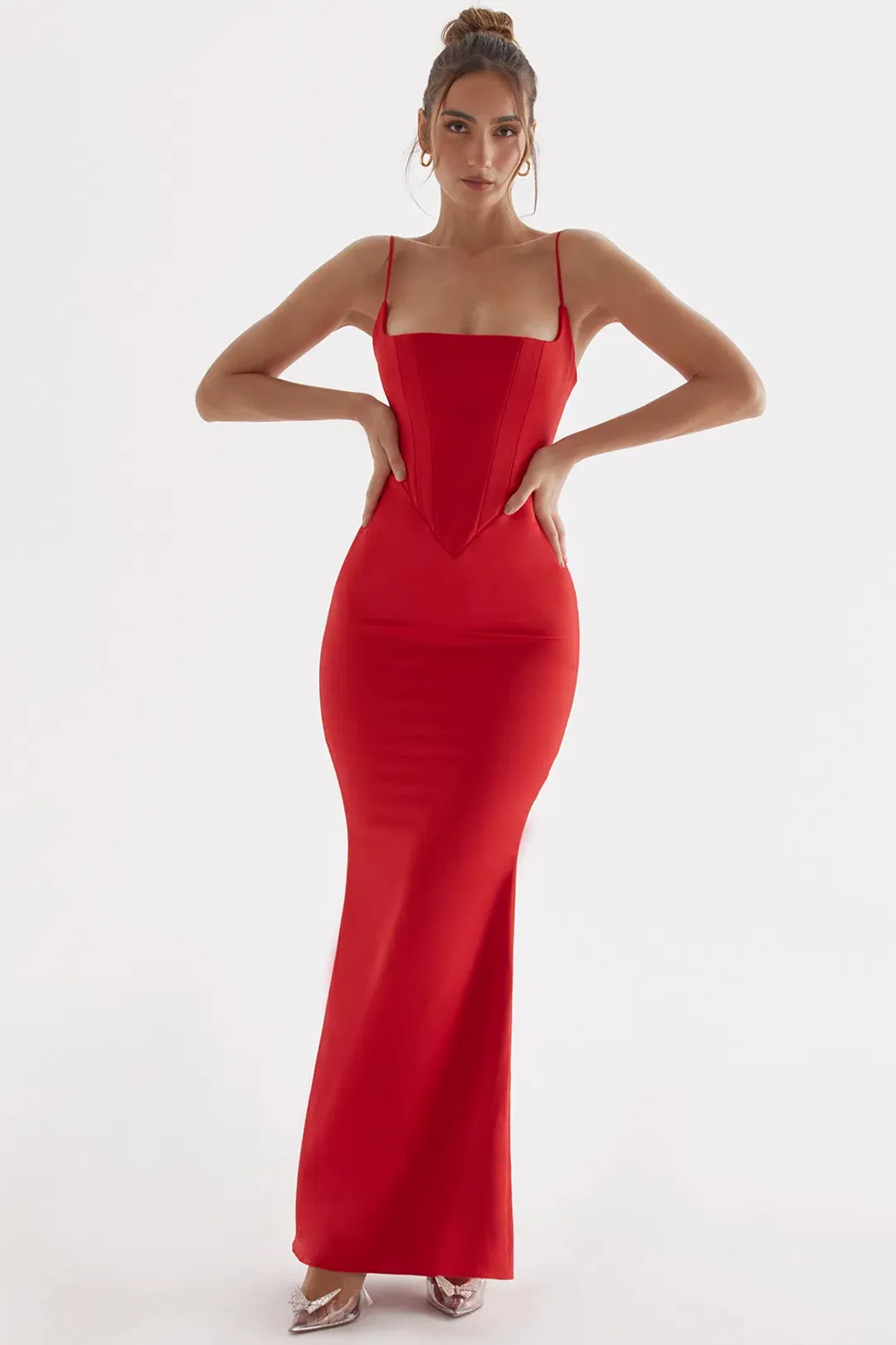 House Of CB Olivette Satin Corset Maxi Red Size M / Au 10 for rent on The Volte - main image