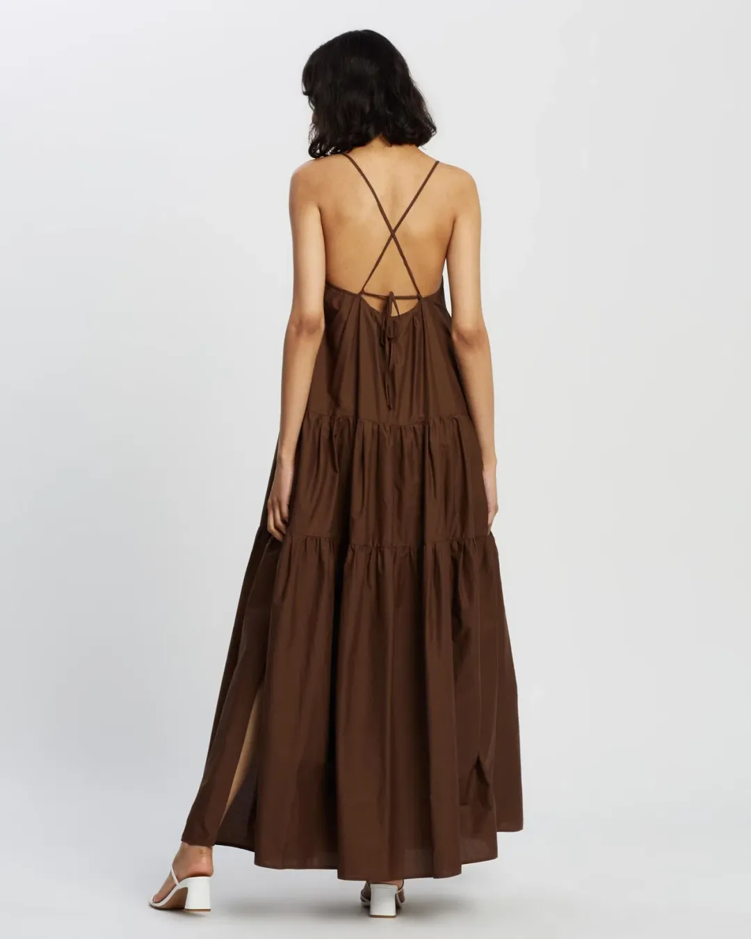 Camilla and Marc Majella Tiered Maxi Dress Brown Size 8 for rent on The Volte - main image