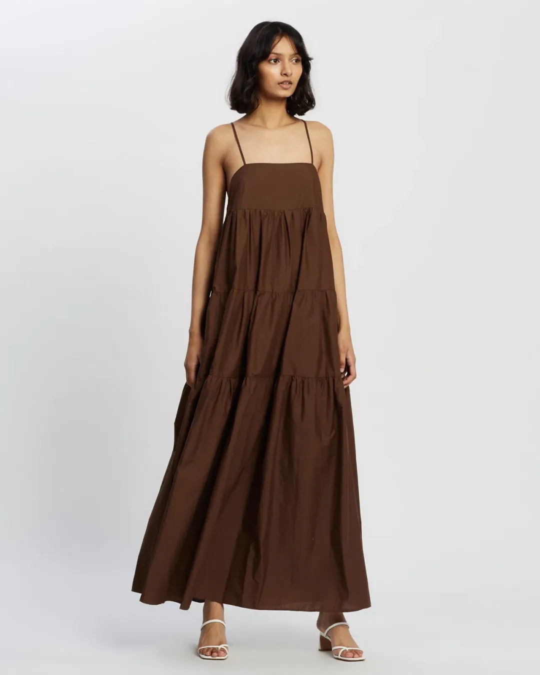 Camilla and Marc Majella Tiered Maxi Dress Brown Size 8 for rent on The Volte - main image