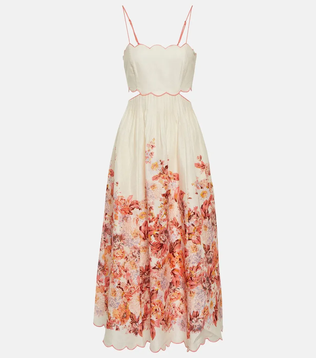 Zimmermann Devi Scallop Midi Dress in Cream Floral Size 1/ Au 10 - Image 3