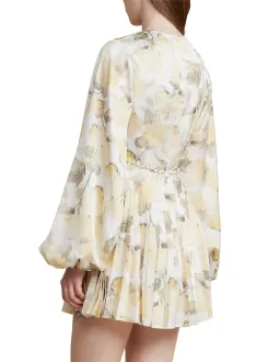Acler Faris Pleated Floral Satin Mini Dress Print Size S/Au 8 for rent on The Volte - image 4
