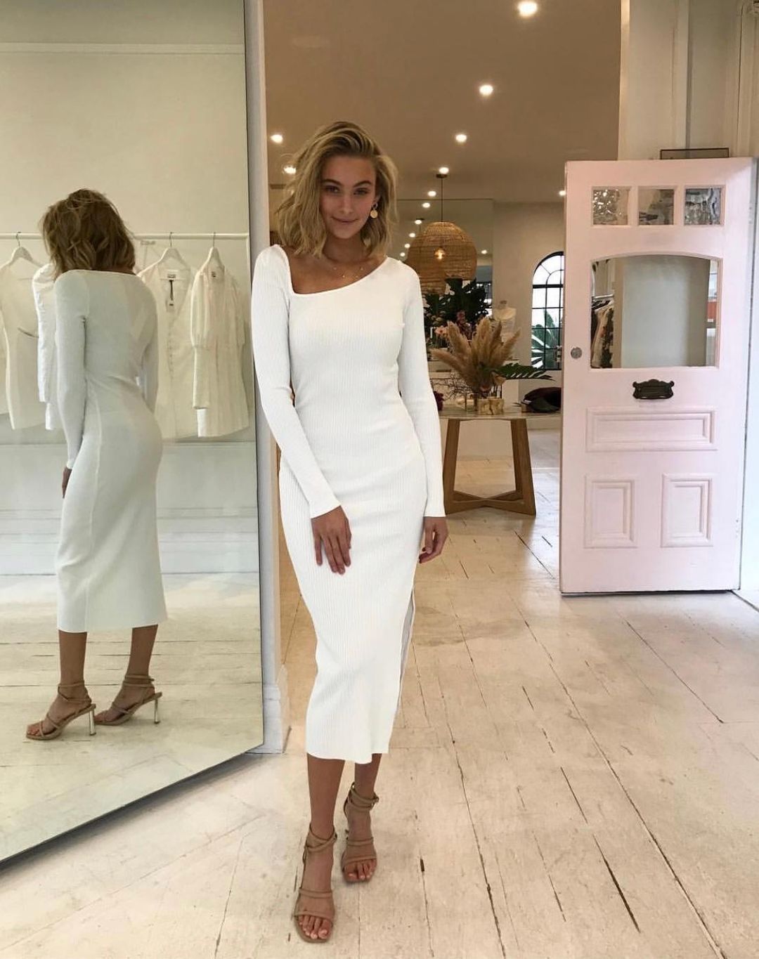 Bec & Bridge Iman Midi Dress Ivory White Size 6 for rent on The Volte - main image