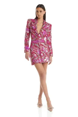 Eliya The Label Erica Mini Blazer Dress Pink Sequin Size XL / AU 14 for rent on The Volte - image 1