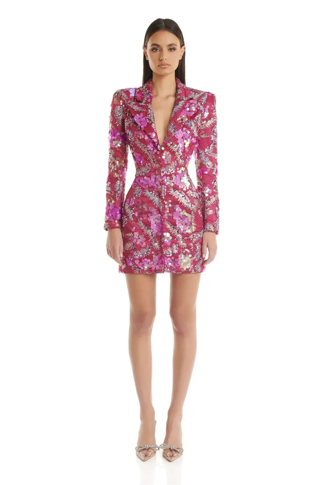 Eliya The Label Erica Mini Blazer Dress Pink Sequin Size XL / AU 14 for rent on The Volte - main image