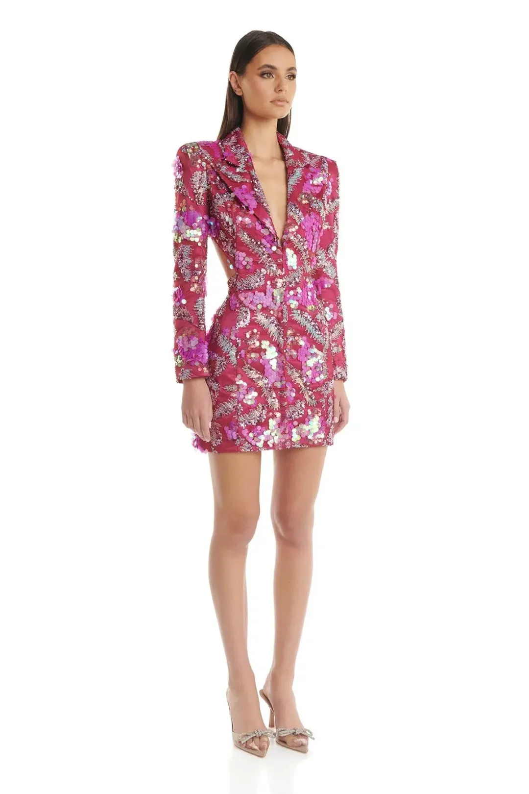 Eliya The Label Erica Mini Blazer Dress Pink Sequin Size XL / AU 14 for rent on The Volte - main image