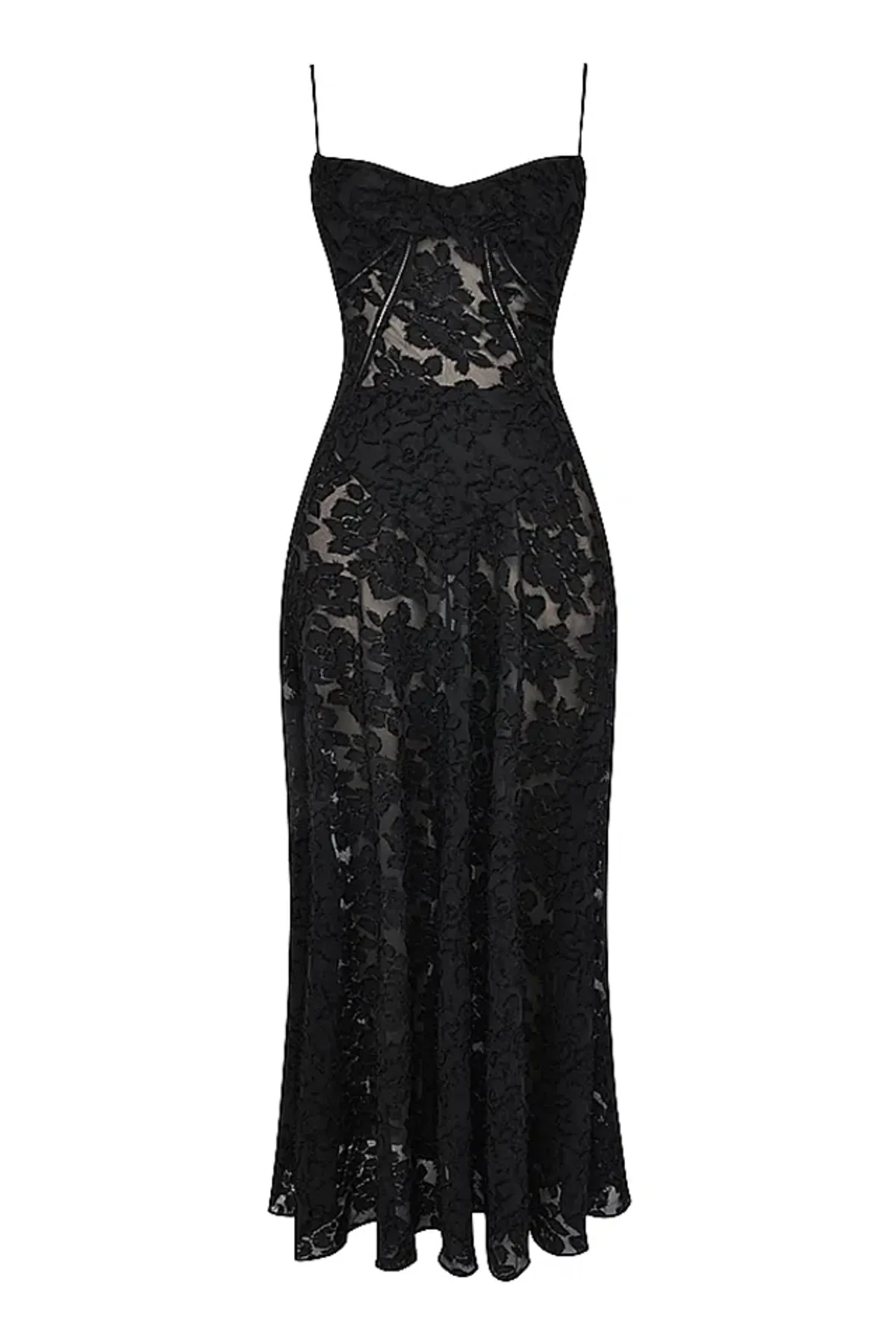 House Of CB Seren Floral Lace Back Maxi Dress Black Size S/Au 8 - Image 8