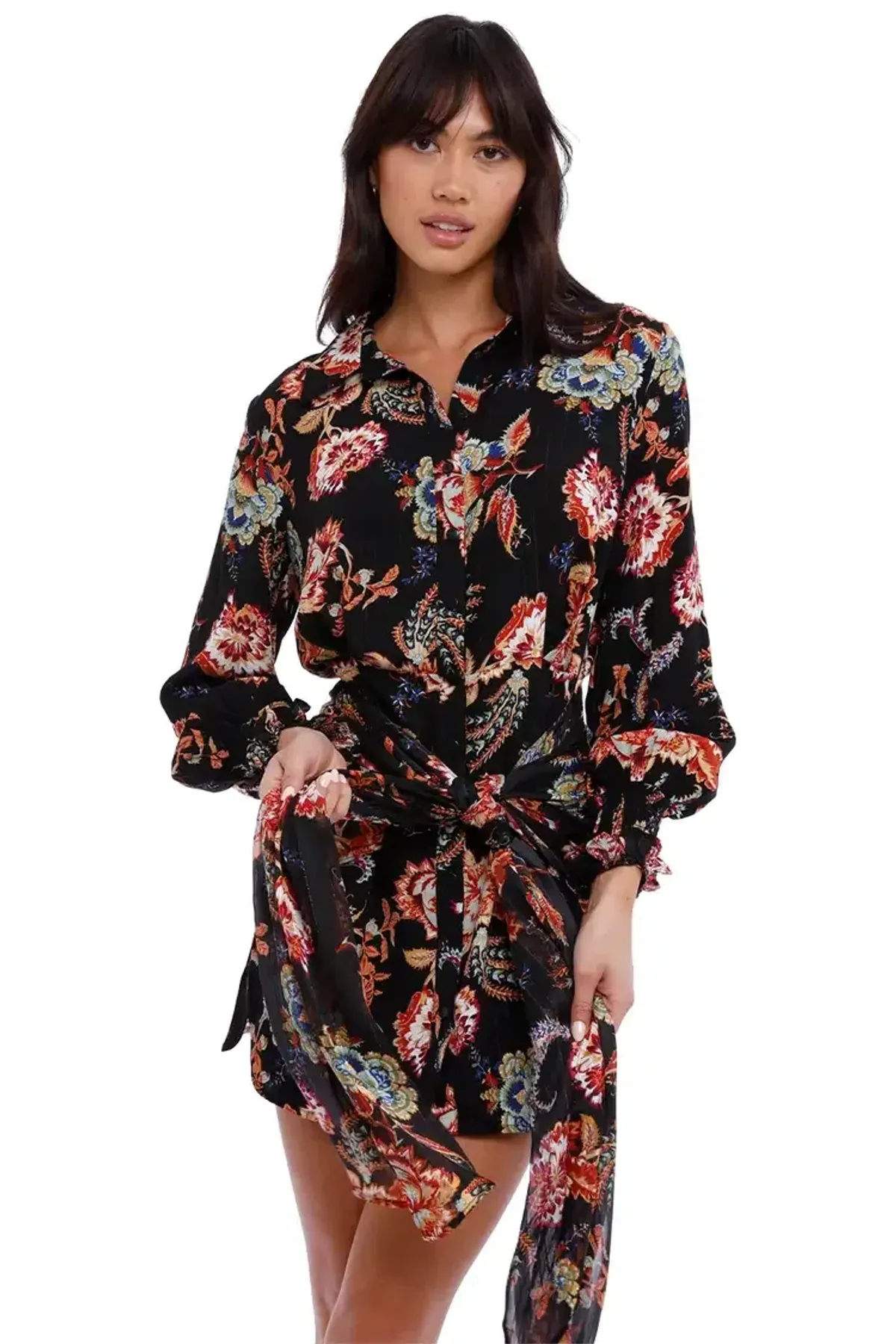 Elliatt Independence Dress in Black/Floral Size 12 - Image 4