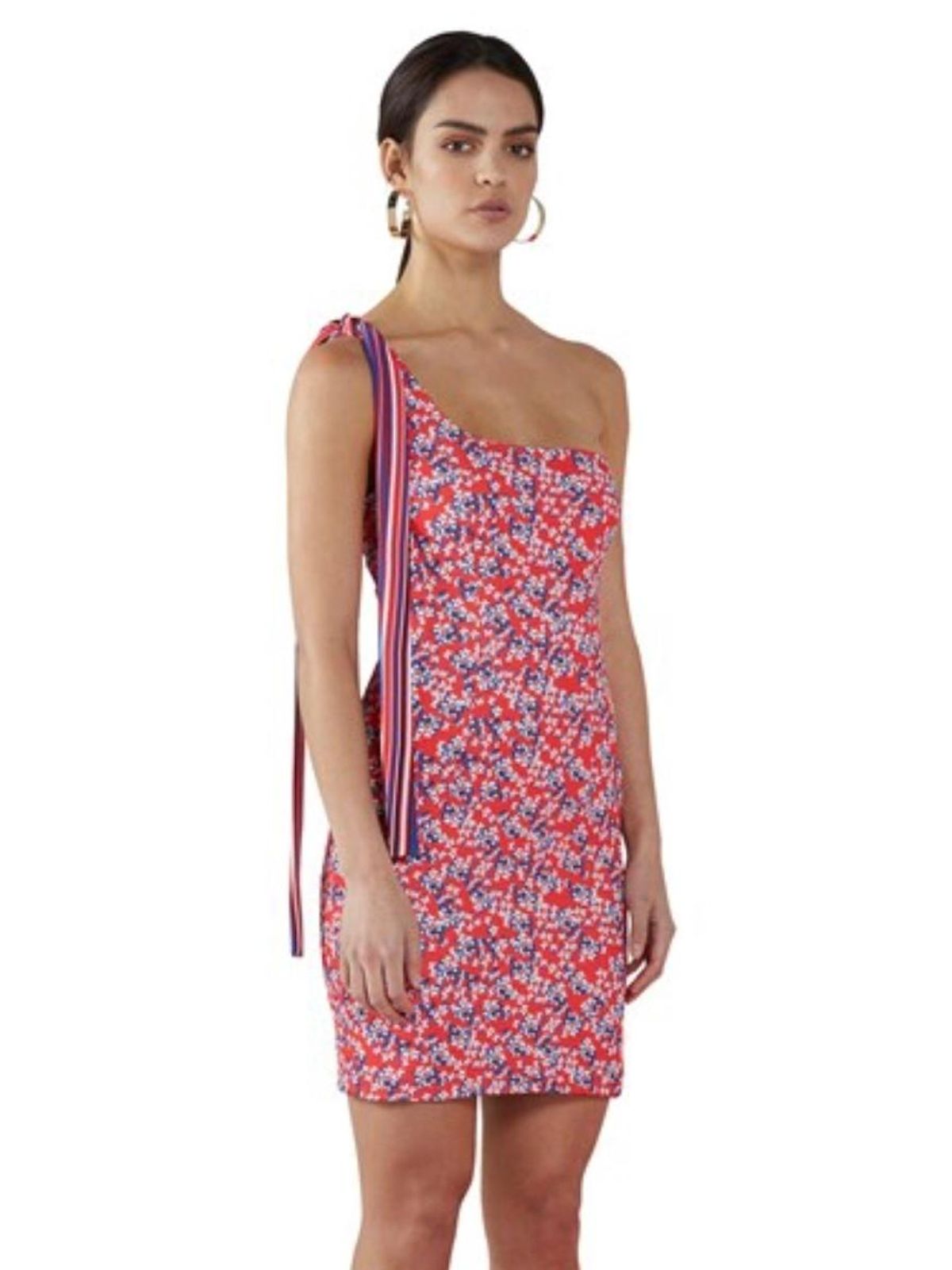 BY JOHNNY floral contour tie mini dress size 6 - Image 1