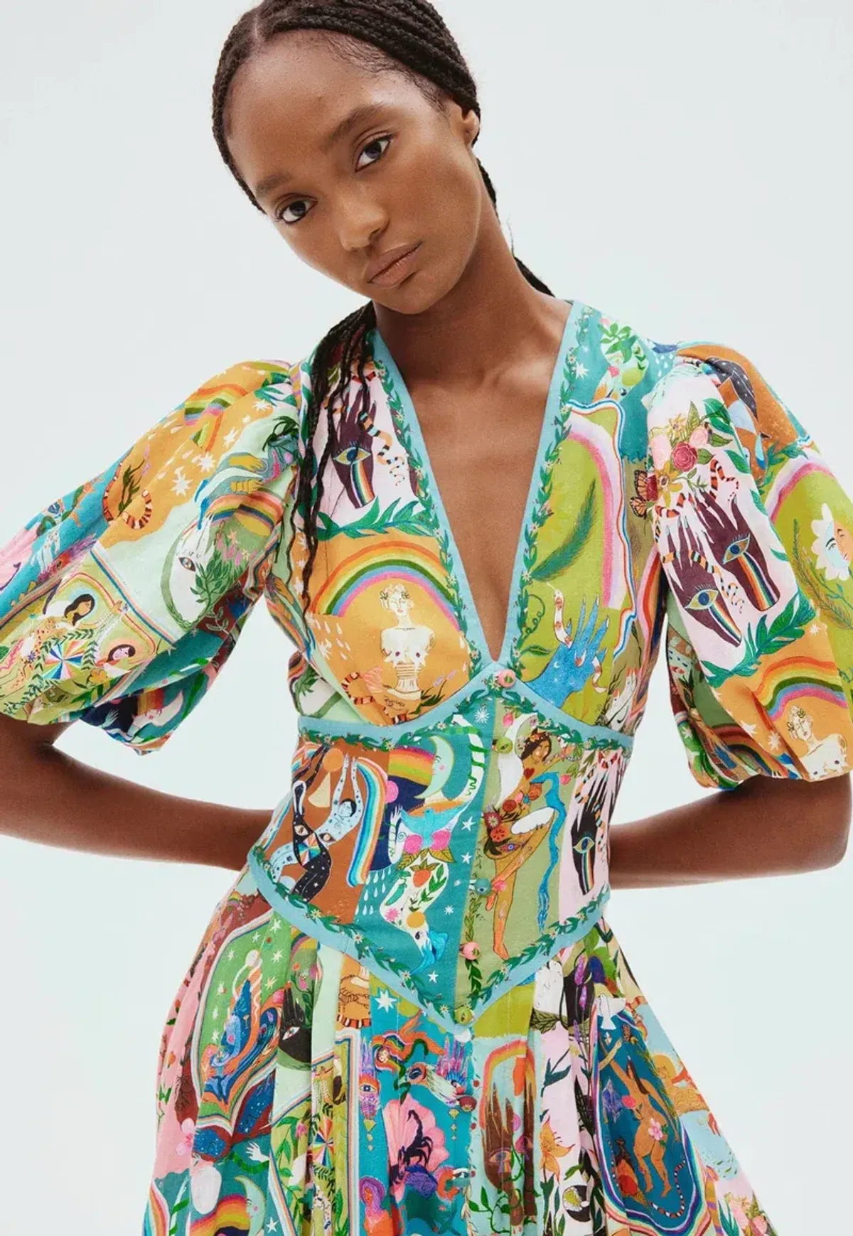 Alemais Evergreen Midi Dress Multi Size 8 - Image 4