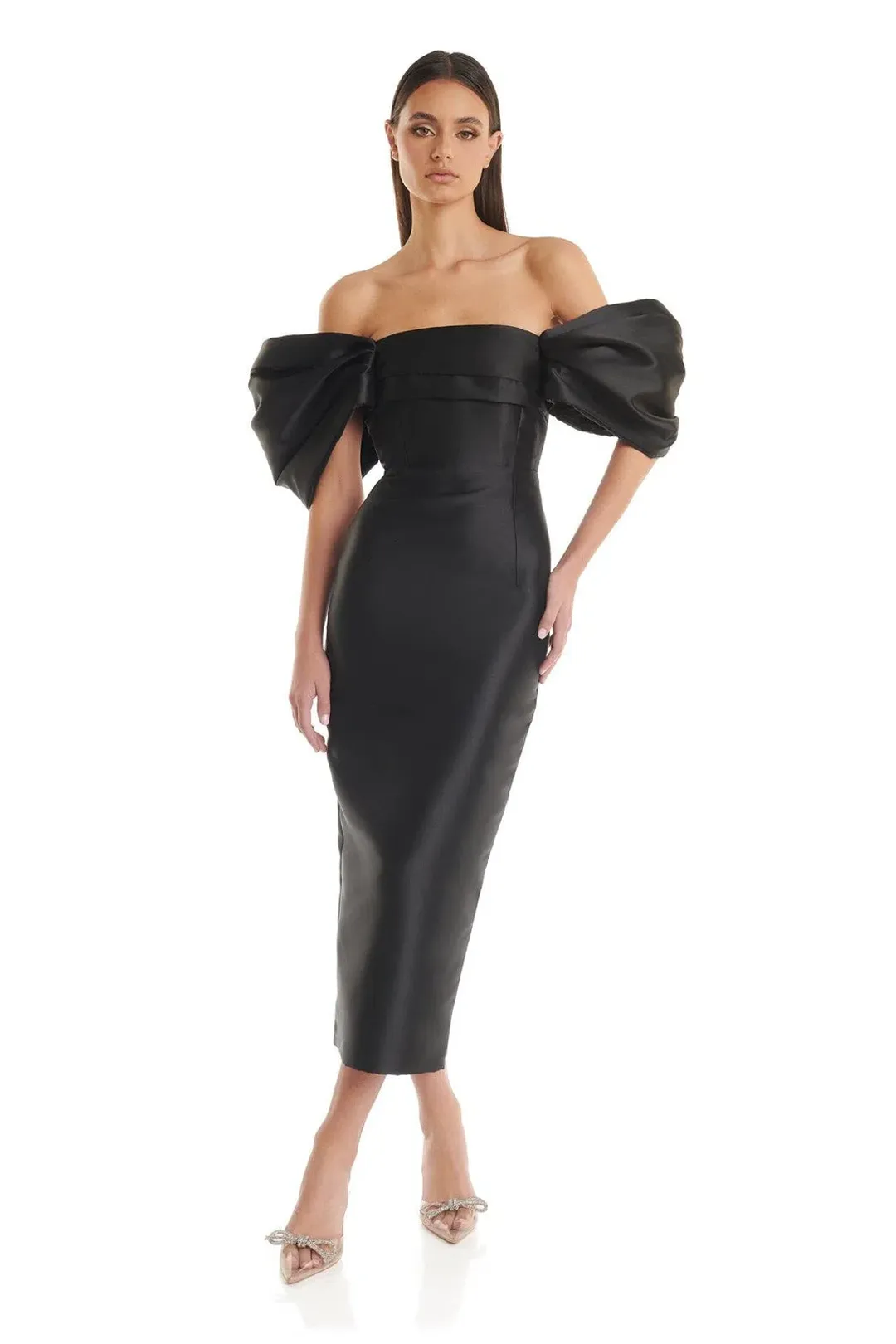 Eliya The Label Renee Midi Dress Black Size 10 for rent on The Volte - main image