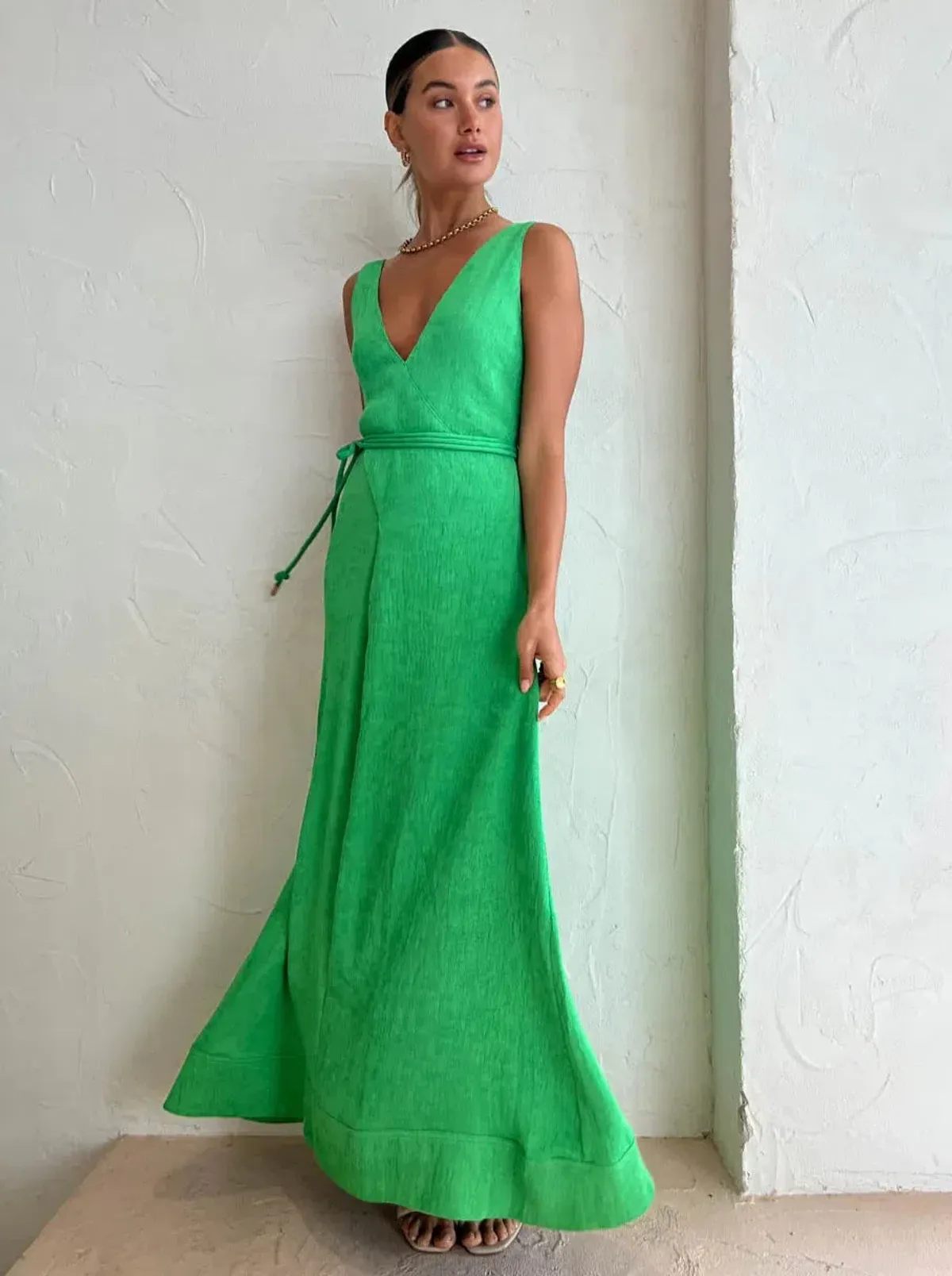 By Nicola Starboard Maxi Cross Waist Dress in Parakeet Green Size 10 - Image 1