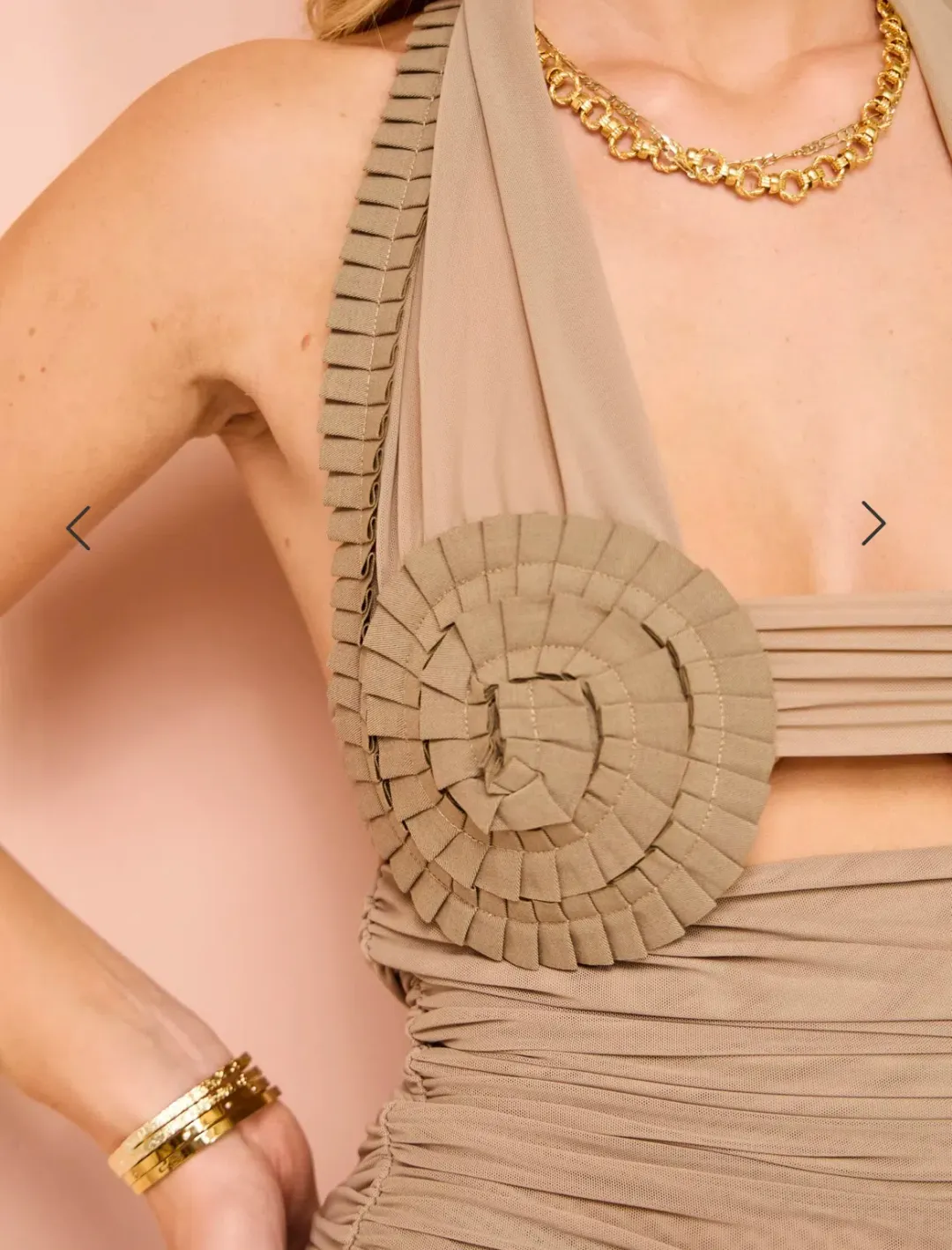 Bec & Bridge Wave Crush Halter Top Taupe Size 8 for rent on The Volte - main image