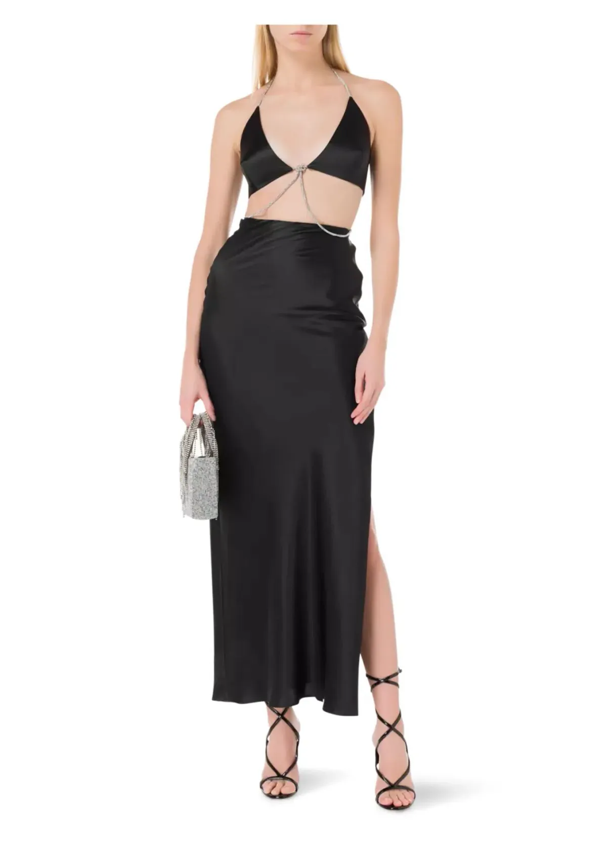 Michael Lo Sordo Nomi Crystalline Wrap Halter Dress in Black Size 6 - Image 2
