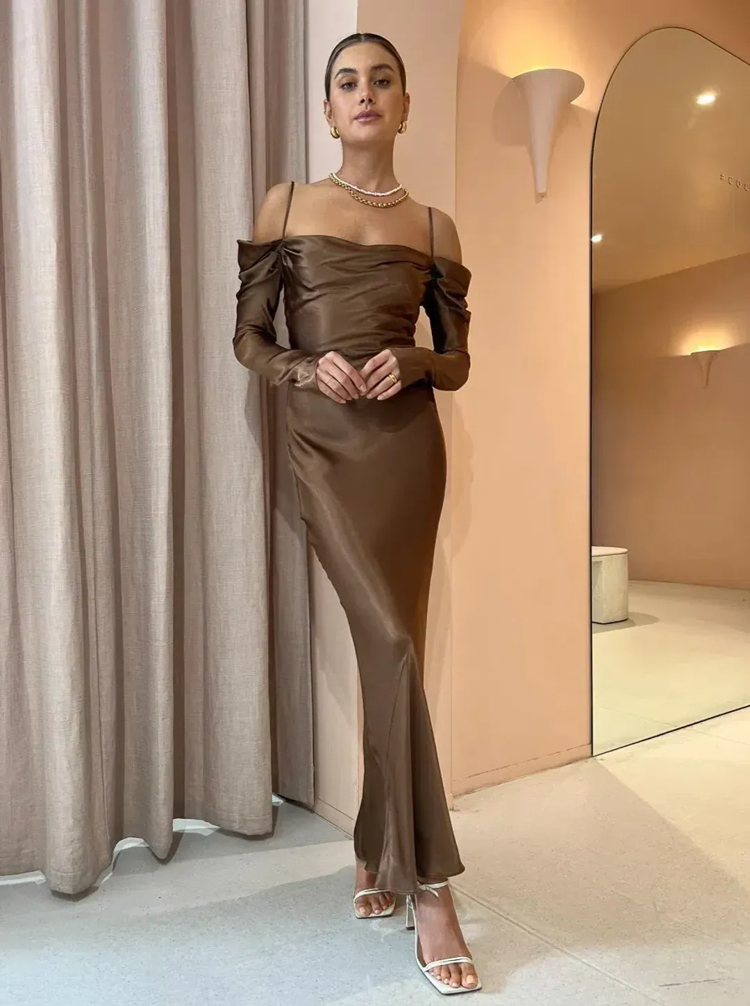 Issy Sereia Maxi Dress Brown Size 6 for rent on The Volte - main image