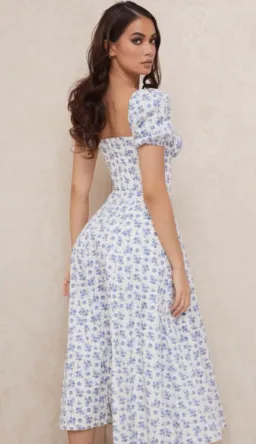 House of CB Tallulah Midi Dress Blue White Floral Size XS / AU 6 for rent on The Volte - image 3