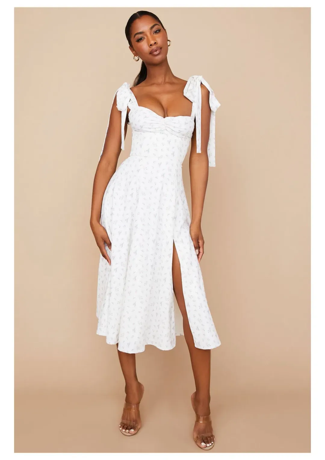 House of CB Alicia Midi Sundress White Floral Size S / AU 8 for rent on The Volte - main image