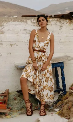 Shona Joy Bella Plunged Tiered Midi Dress Floral Size 10 for rent on The Volte - image 2