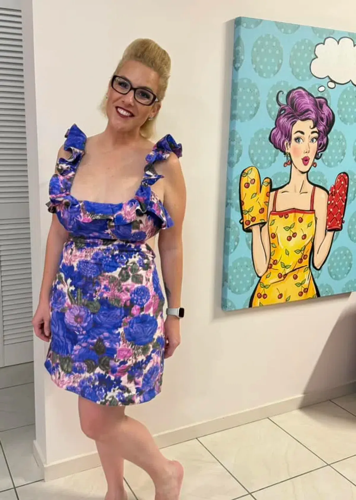 Zimmermann High Tide Frill Mini Dress Purple Ikat Size 3 / AU 14 - Image 2