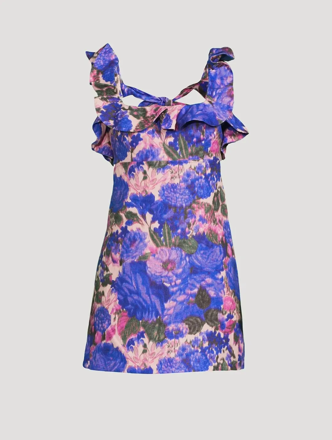 Zimmermann High Tide Frill Mini Dress Purple Ikat Size 3 / AU 14 for rent on The Volte - main image