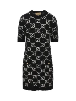 Gucci GG Jacquard Cotton-blend Minidress Dress Black Size Xs/Au 8 for rent on The Volte - image 3