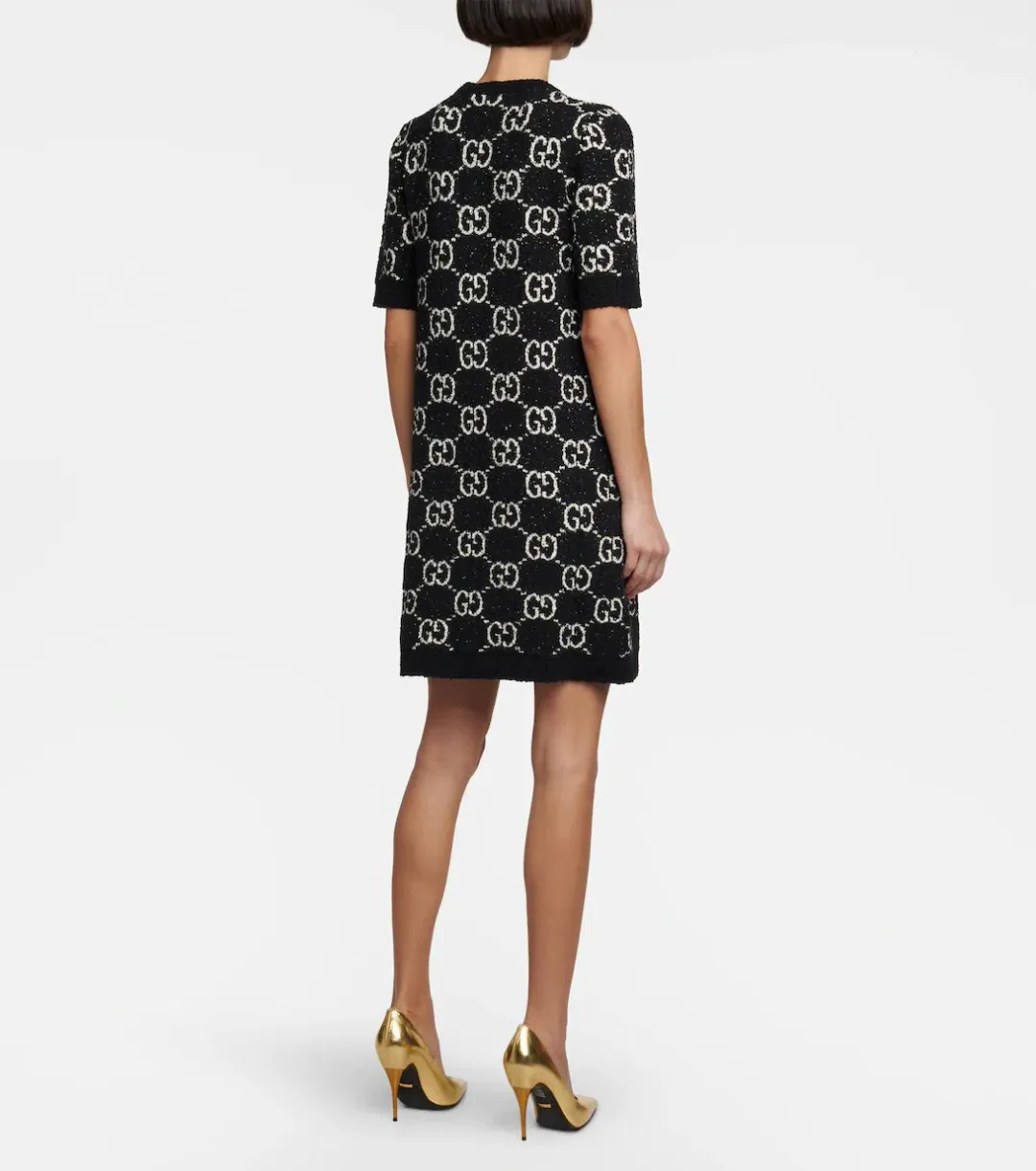 Gucci GG Jacquard Cotton-blend Minidress Dress Black Size Xs/Au 8 for rent on The Volte - main image