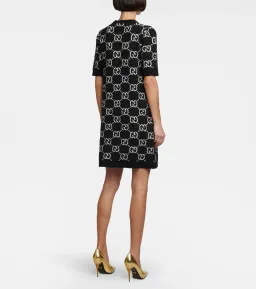 Gucci GG Jacquard Cotton-blend Minidress Dress Black Size Xs/Au 8 for rent on The Volte - image 2