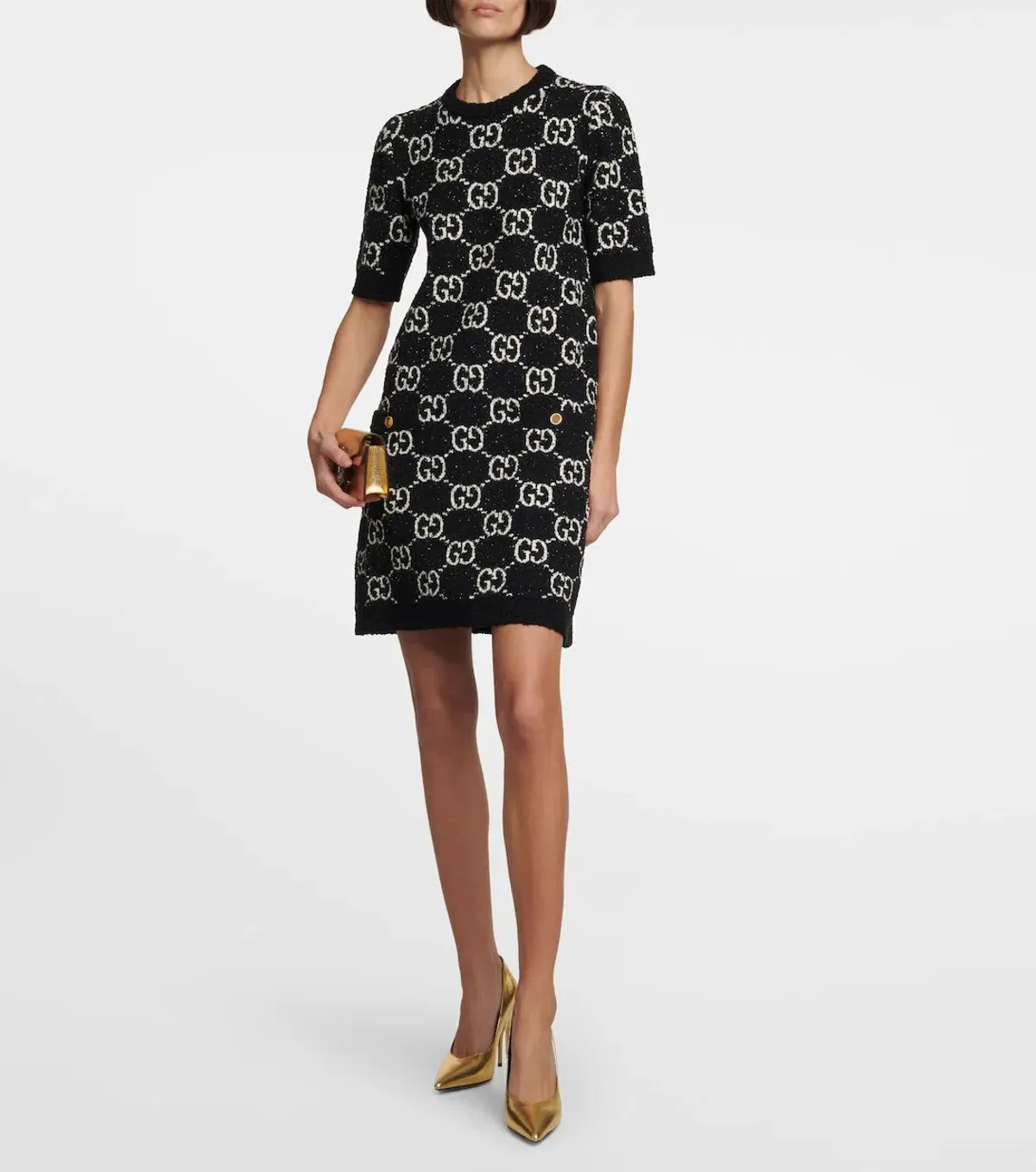 Gucci GG Jacquard Cotton-blend Minidress Dress Black Size Xs/Au 8 - Image 1