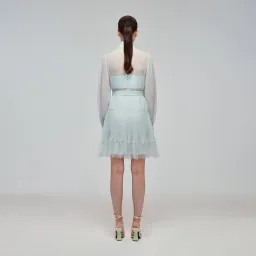 Self Portrait Pale Green Chiffon Mini Dress Mint Size 4 for rent on The Volte - image 2