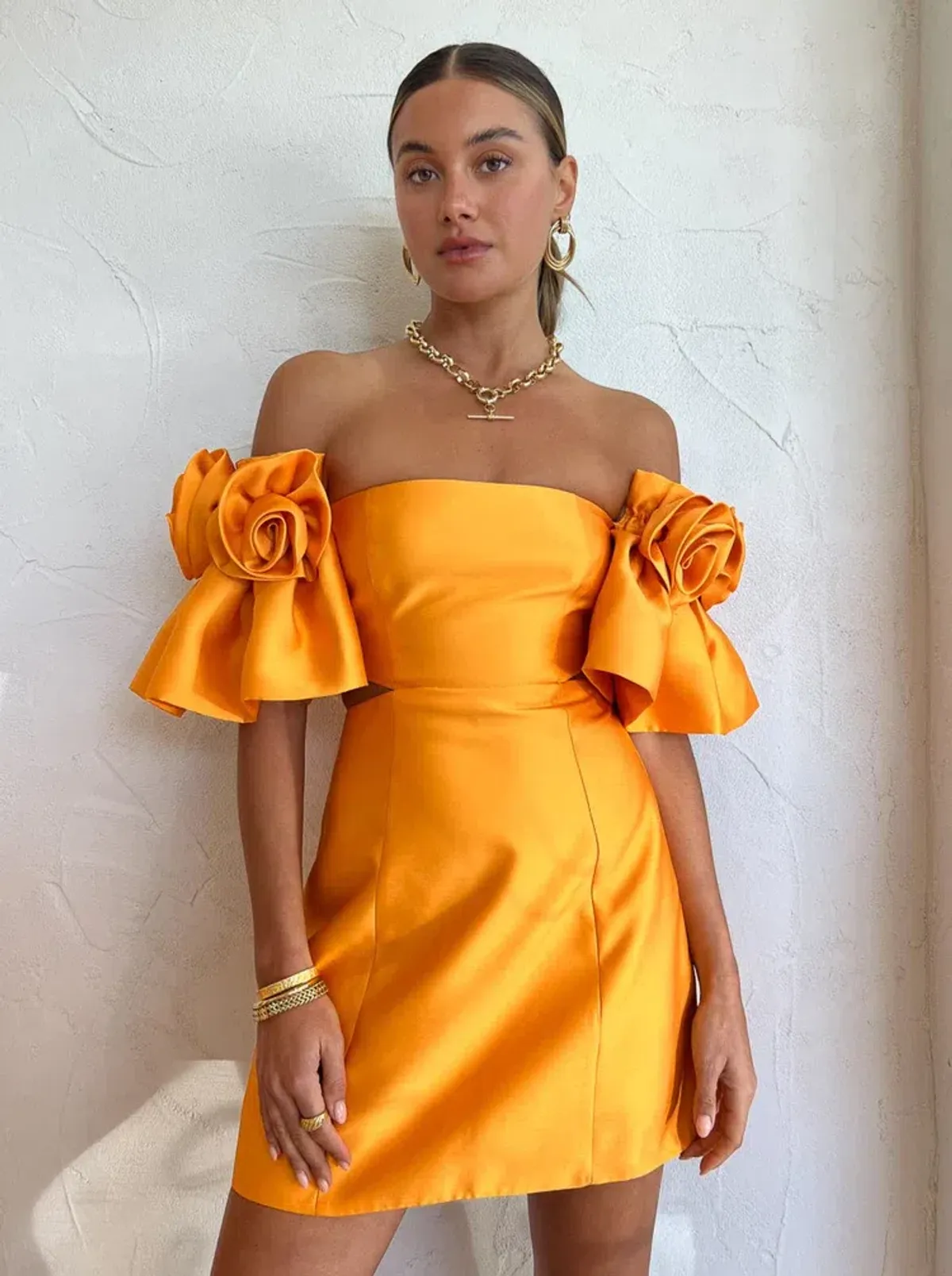 Alemais Macie Rosette Mini Dress Orange Size 10 - Image 3