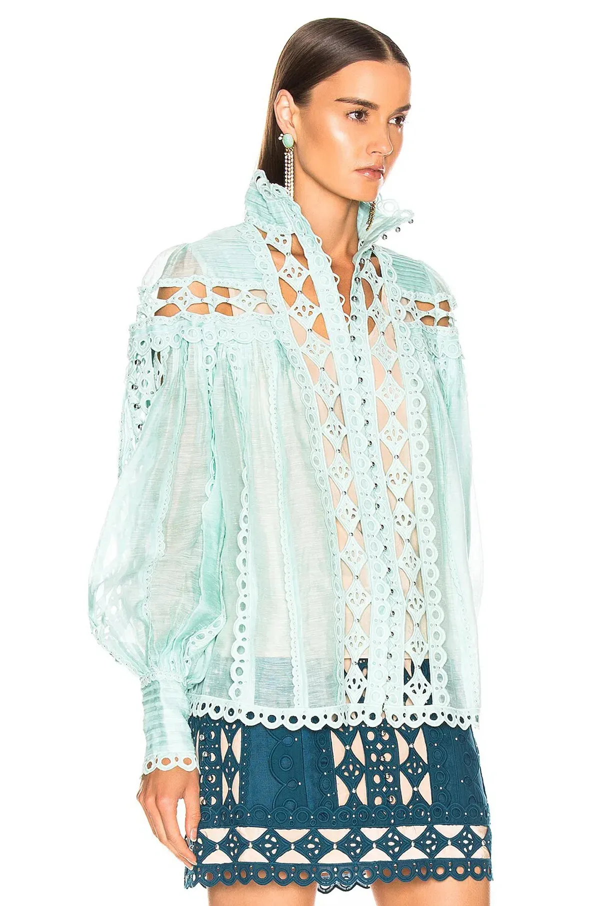 Zimmermann Moncur Studded Blouse Mint Blue Size 0 /AU 8 - Image 2