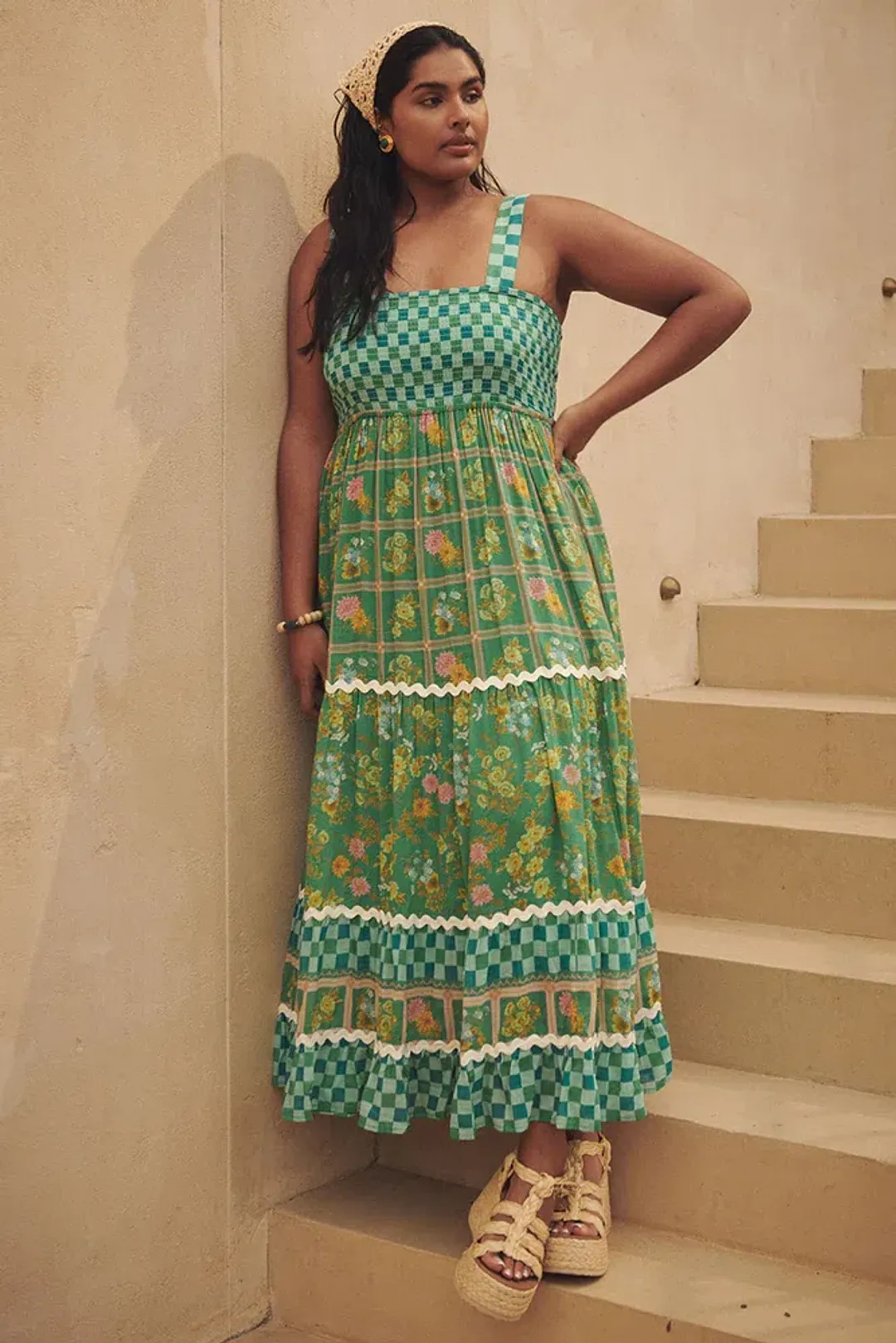 Spell Flora Strappy Maxi Dress Green Multi Size XL / AU 14 for rent on The Volte - main image
