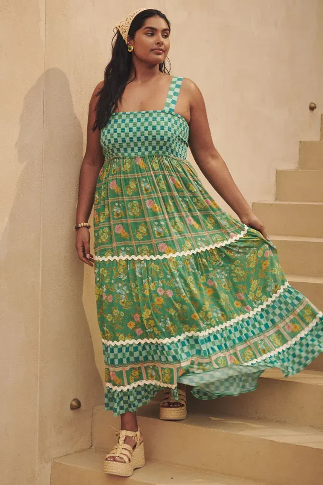 Spell Flora Strappy Maxi Dress Green Multi Size XL / AU 14 for rent on The Volte - main image
