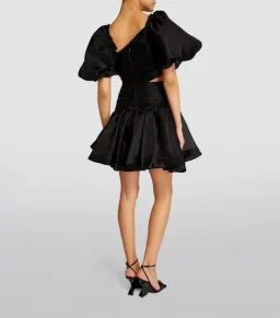 Aje Joan Puff Sleeve Black Mini Dress Cocktail Wedding RRP ($455) Size AU16/US12 for rent on The Volte - image 3