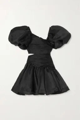 Aje Joan Puff Sleeve Black Mini Dress Cocktail Wedding RRP ($455) Size AU16/US12 for rent on The Volte - image 2