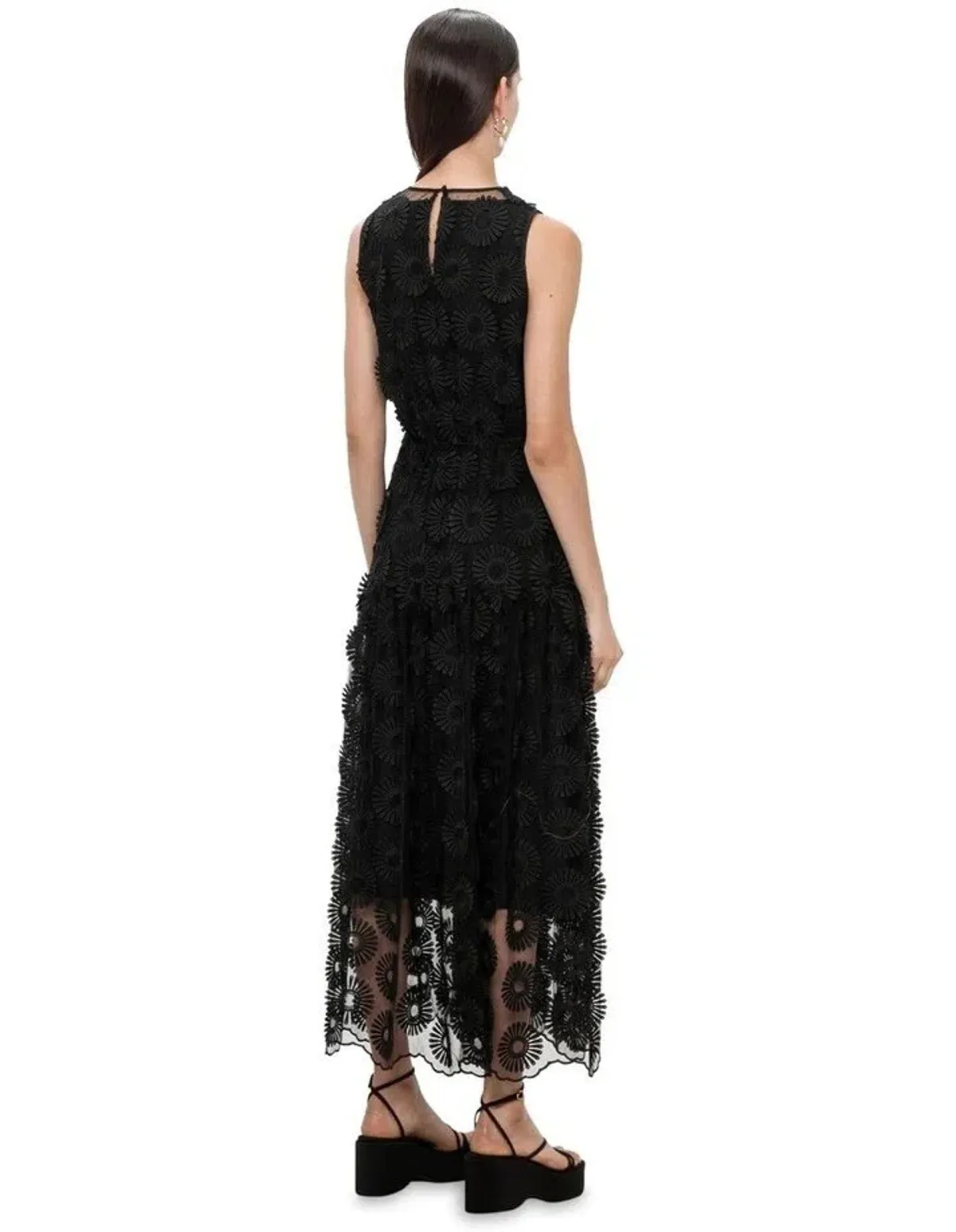 Veronika Maine 3d Floral Midi Dress Black Size 18 - Image 2