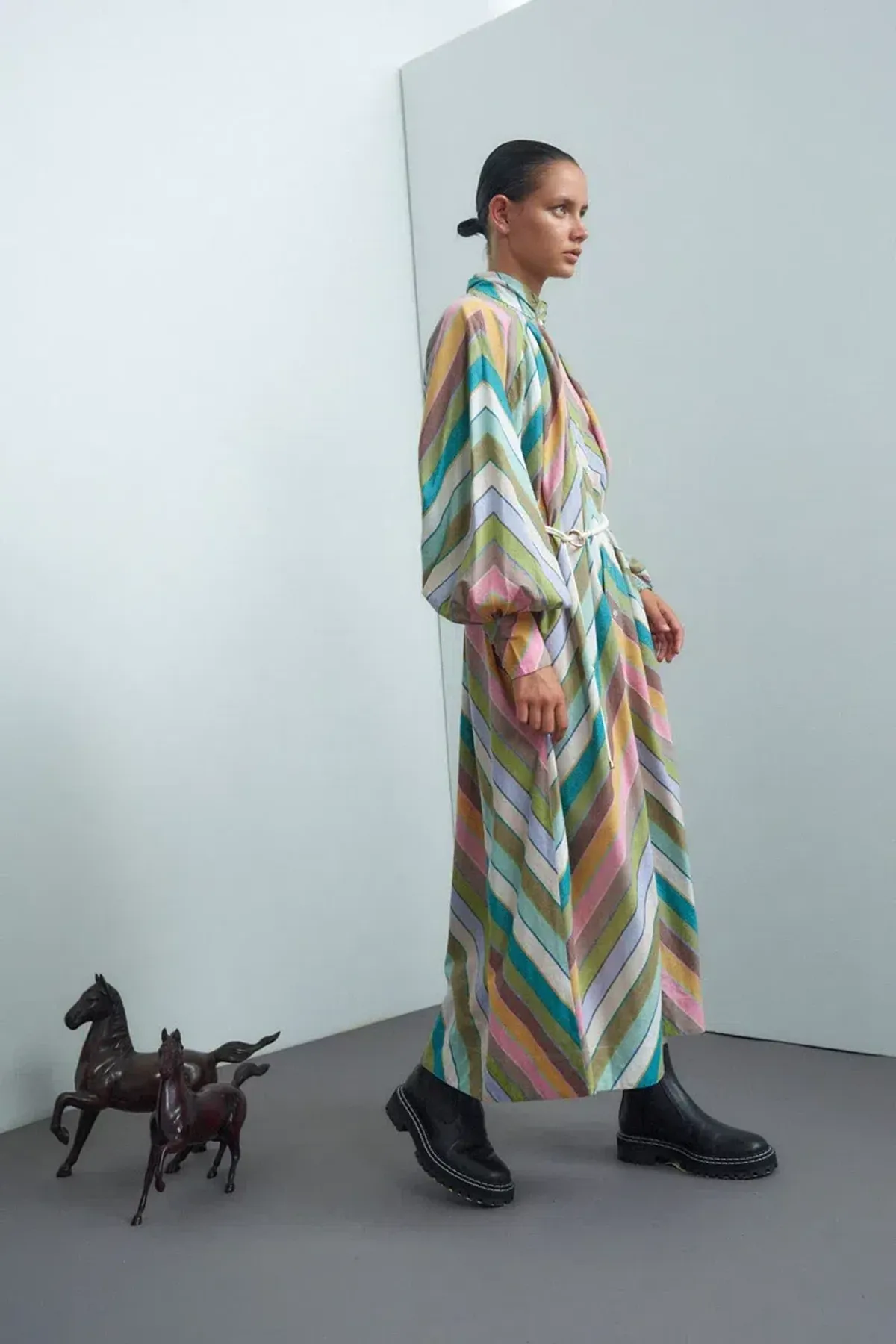 Alemais Lillian Midi Dress Multi Stripe Size 14 - Image 3