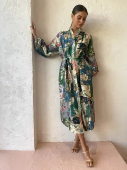 Alemais Loretta Patchwork Shirtdress In Sage Floral Size 16 for rent on The Volte - image 4